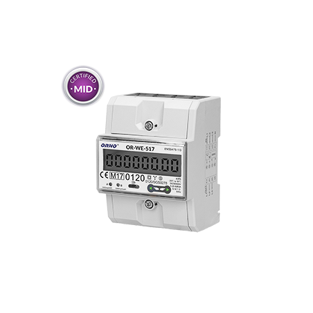 Elektroměr třífázový 80Aport RS-485 3 moduly DIN TH-35mm, OR-WE-517