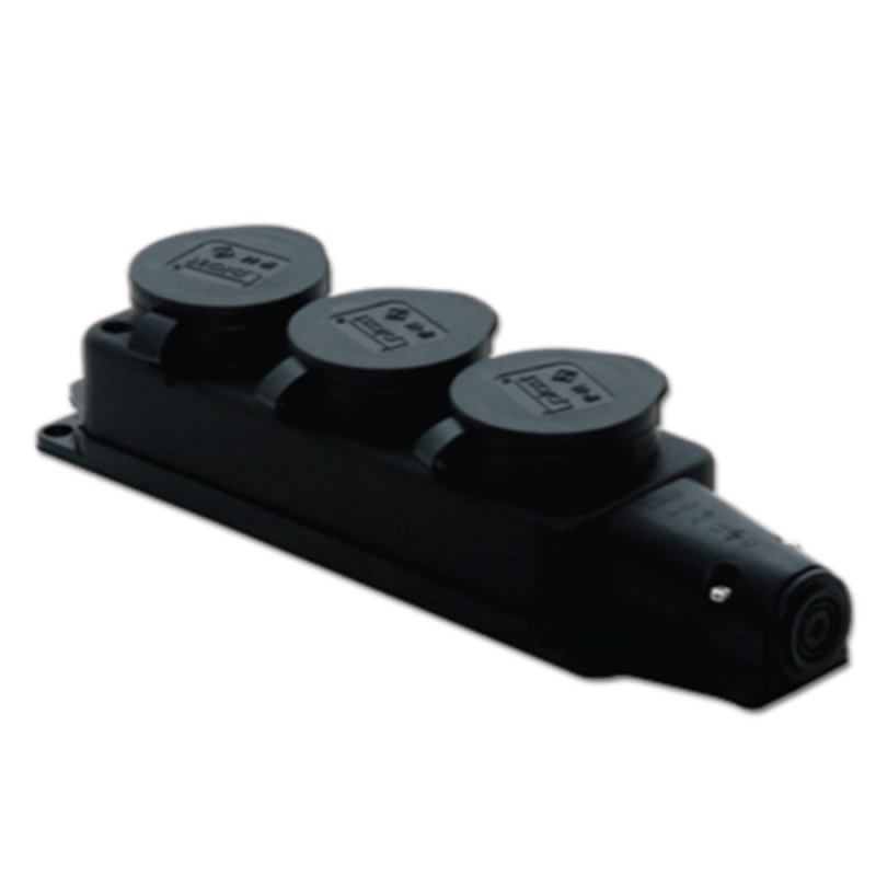 Zásuvka gumová trojnásobná IP44/230V/16A D260ZG3 - SCHUKO