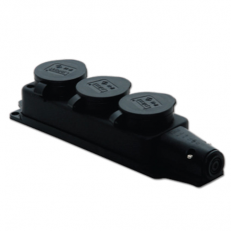 Zásuvka gumová trojnásobná IP44/230V/16A D260ZG3 - SCHUKO