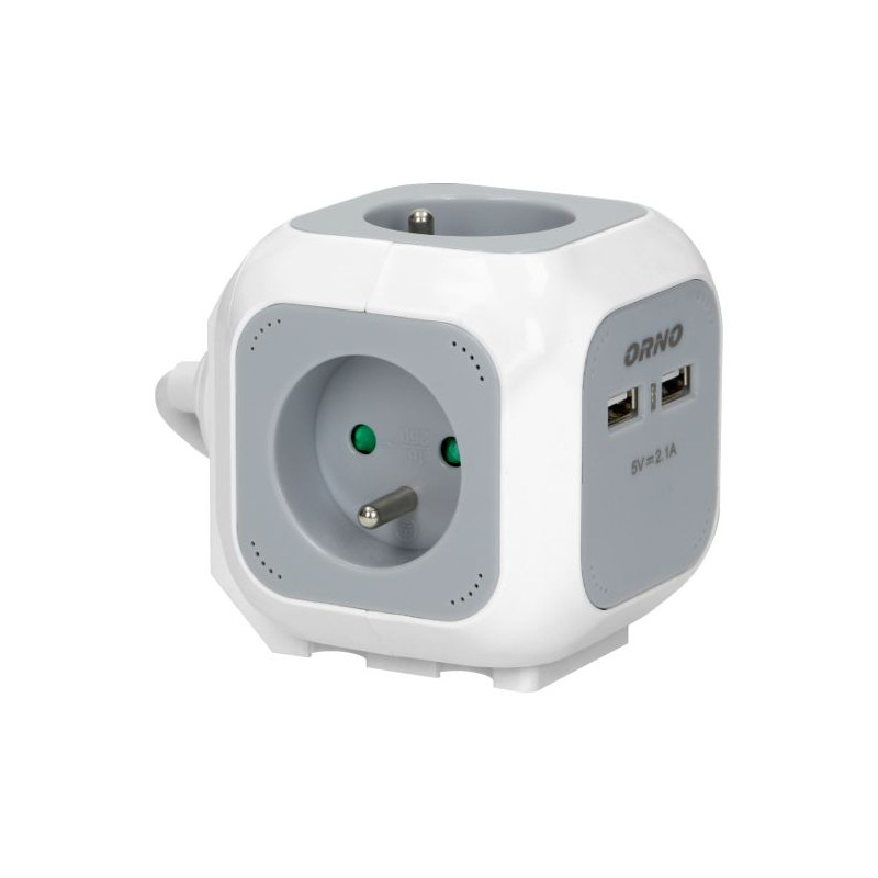 Prodlužovací kabel - kostka, 4 zásuvky typu E, 2 x USB, kabel 1,4 m