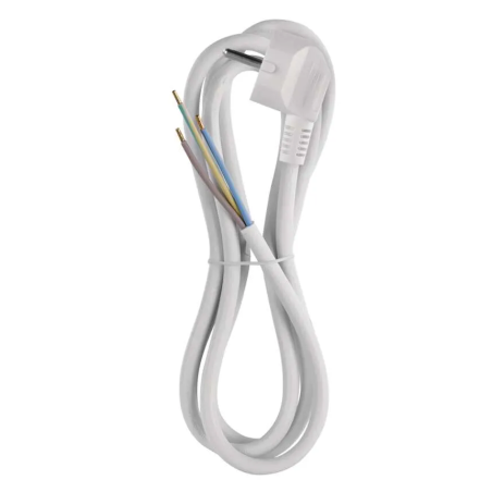 Flexo šňůra s úhlovou vidlicí 3x1,5, 5m,bílá H05VV-F - doprodej