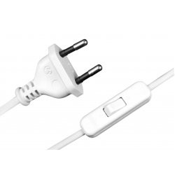 Flexo šňůra H03VVH2-F 2x0,75, 2m, bílá s vypínačem