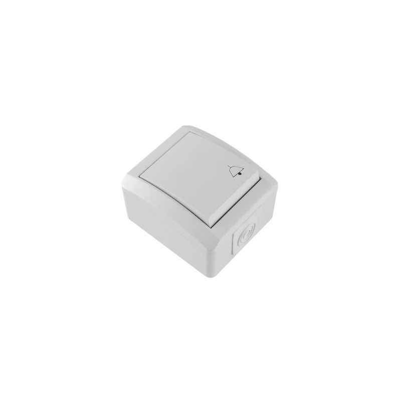 Tlačítko zvonek IP44, 10A/250V bílá
